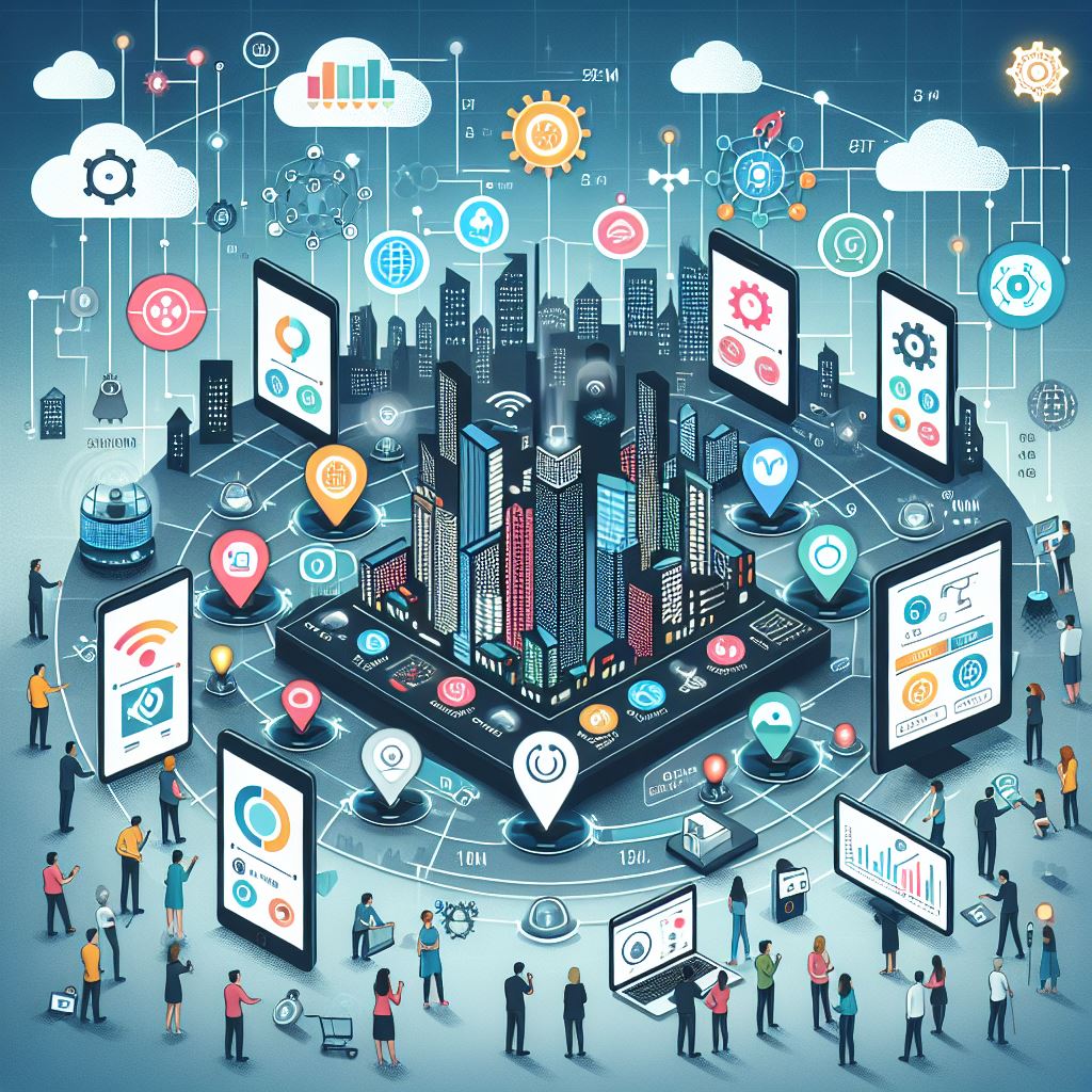 IoT network diagram with connected devices